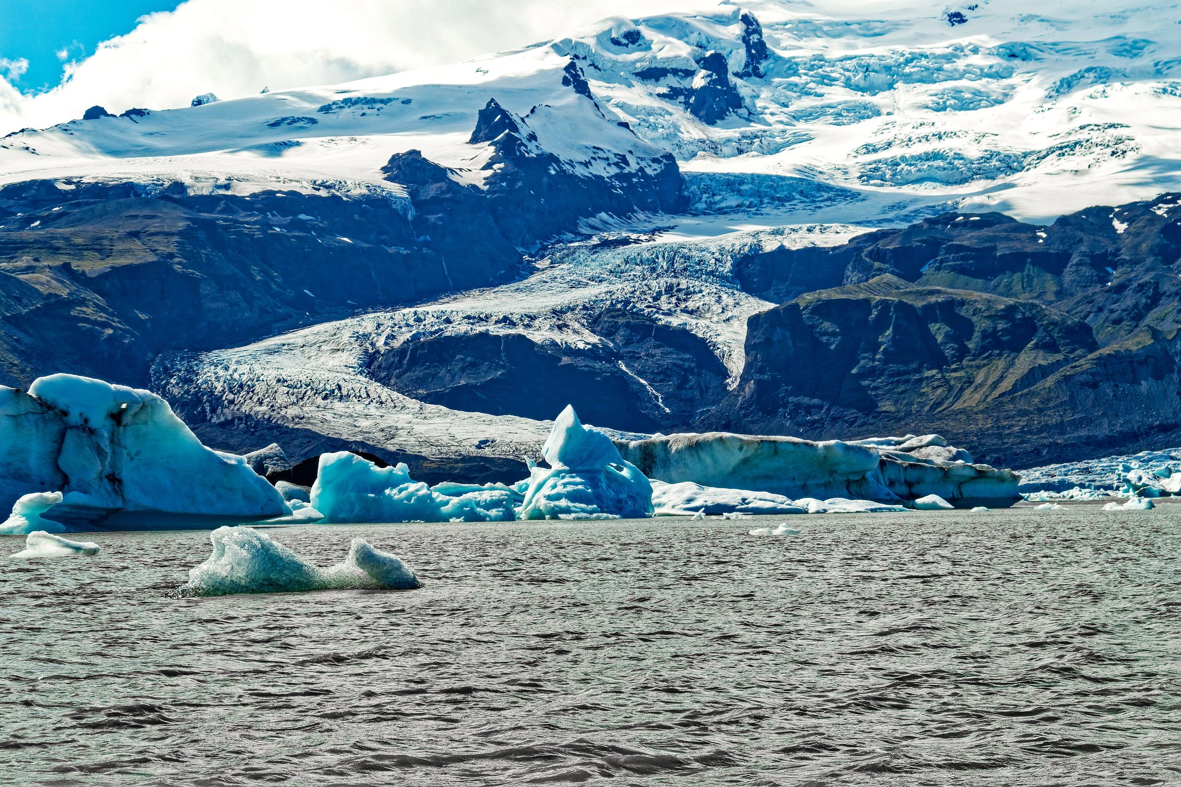 glacier face across the lagoon