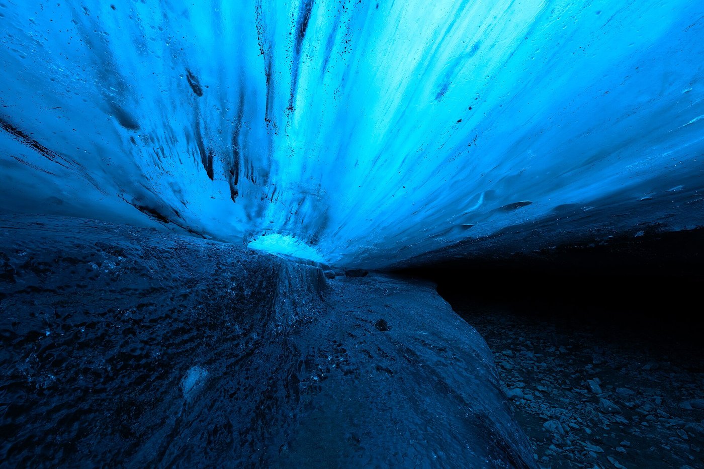 Blue glacier ice in winter