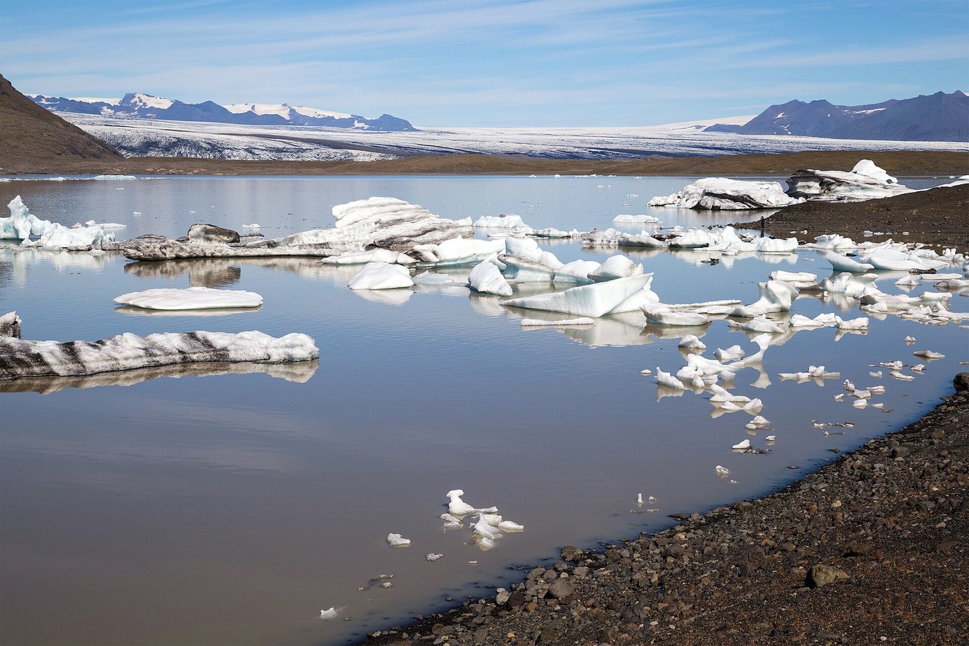 Icebergs on a glacier lagoon